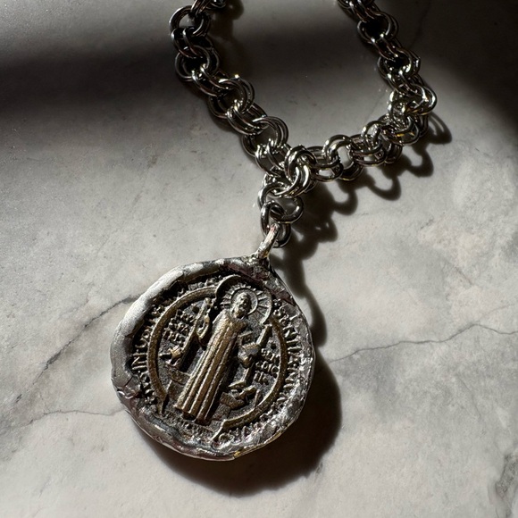 Pax Silver Pendant Necklace on Silver Double Loop Chain - Picture 3 of 3